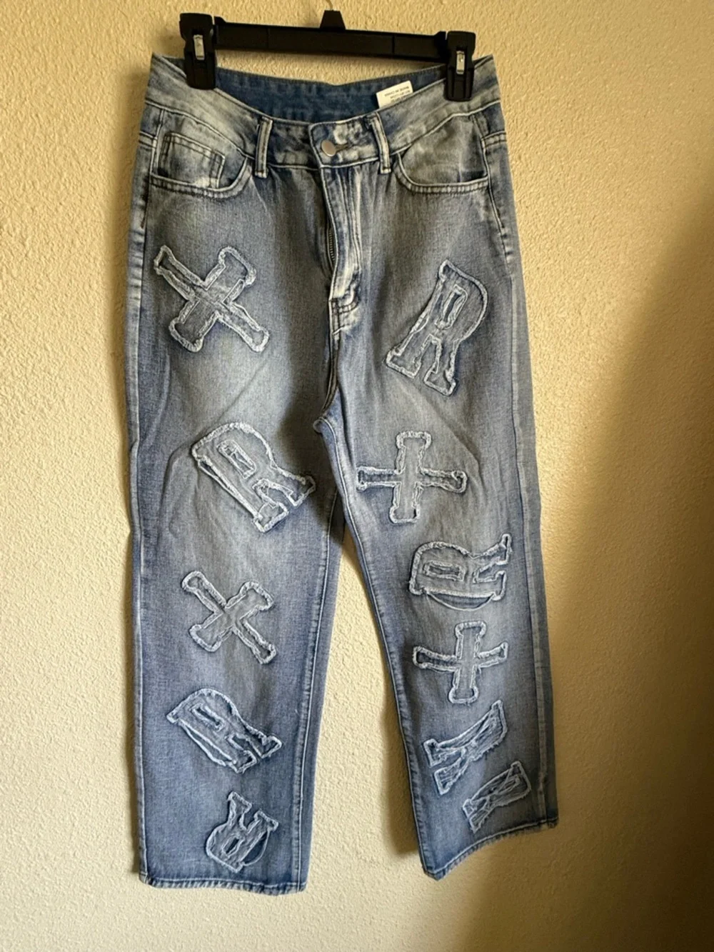 Light Blue Embroidered Patchwork Jeans - Women